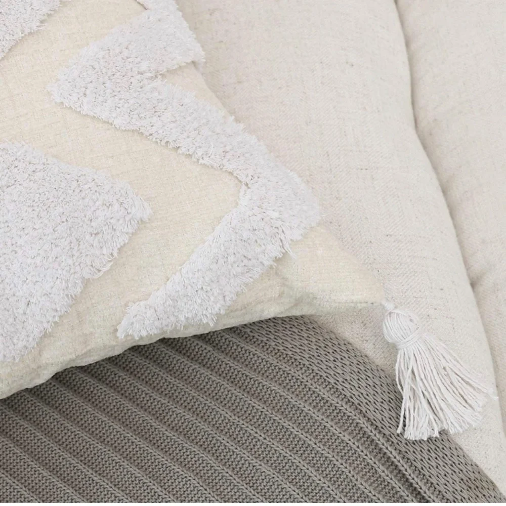 Luxury Home | Boho Chic Chevron Tufted Woven Soft Chenille Lumbar Pillow Covers